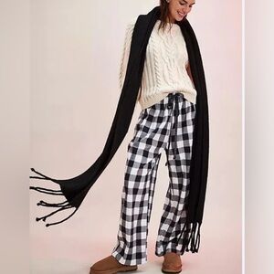 Free People Intimately Free Homebody Pants Black & White Plaid Size Small NWT